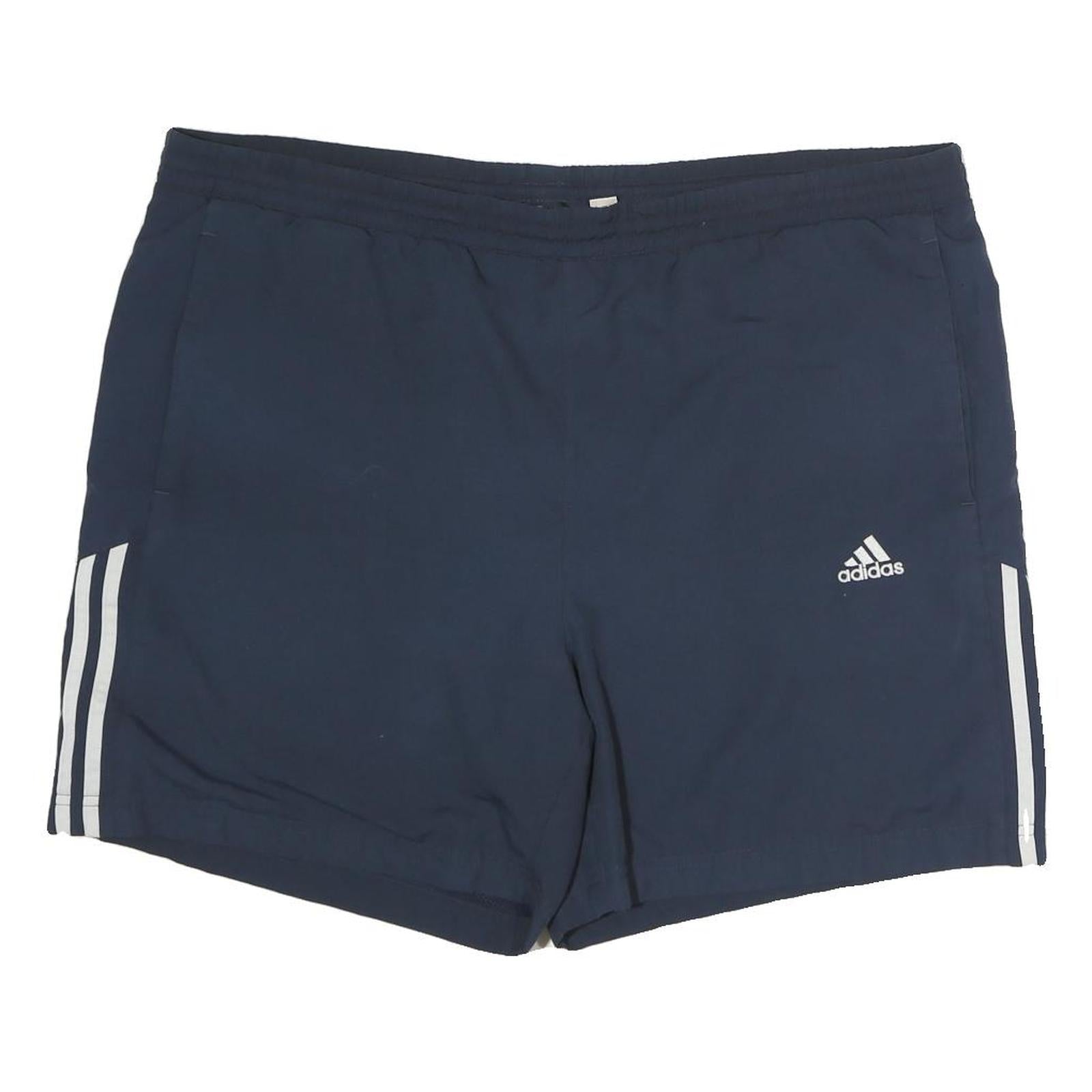 ADIDAS Mens Blue & White Casual Polyester Sports Shorts XL W44 Drawstring