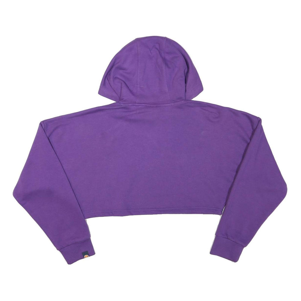 ELLESSE Womens Purple Cropped Hoodie UK 8 Cotton Blend Casual Drawstring