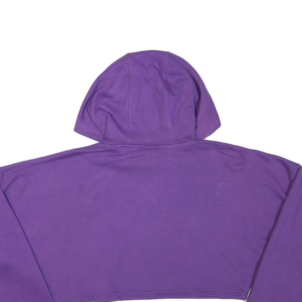 ELLESSE Womens Purple Cropped Hoodie UK 8 Cotton Blend Casual Drawstring