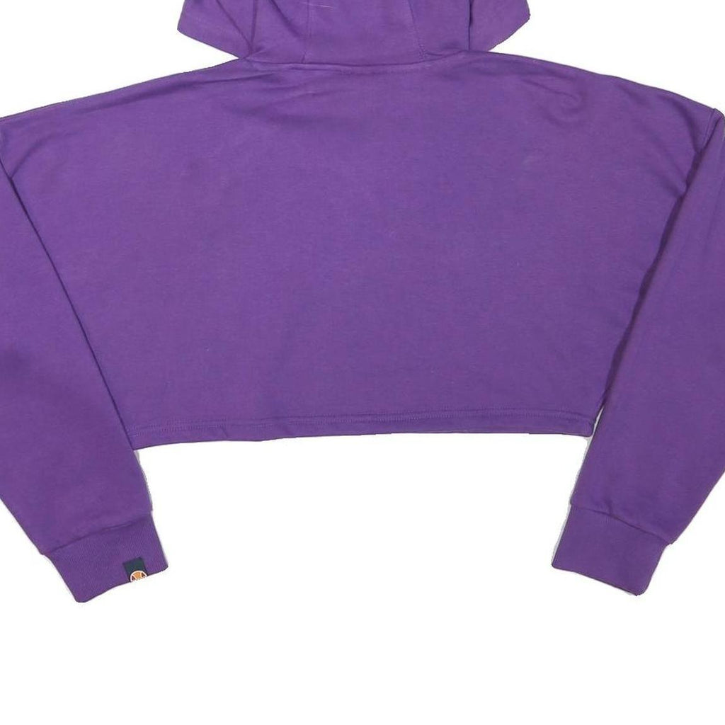 ELLESSE Womens Purple Cropped Hoodie UK 8 Cotton Blend Casual Drawstring