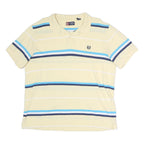 CHAPS Mens Yellow & Blue Striped Short Sleeve Polo Shirt XL Classic Cotton