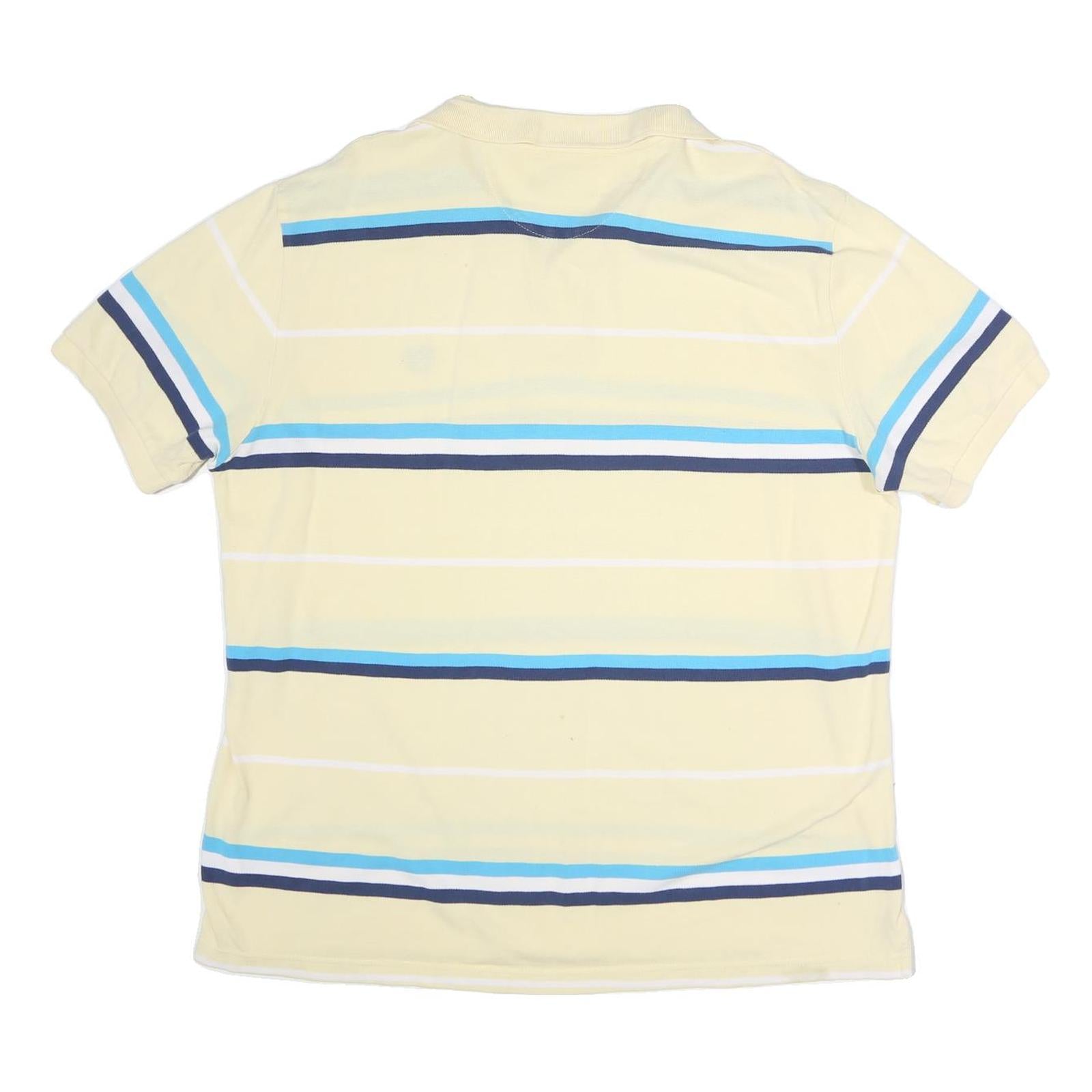 CHAPS Mens Yellow & Blue Striped Short Sleeve Polo Shirt XL Classic Cotton