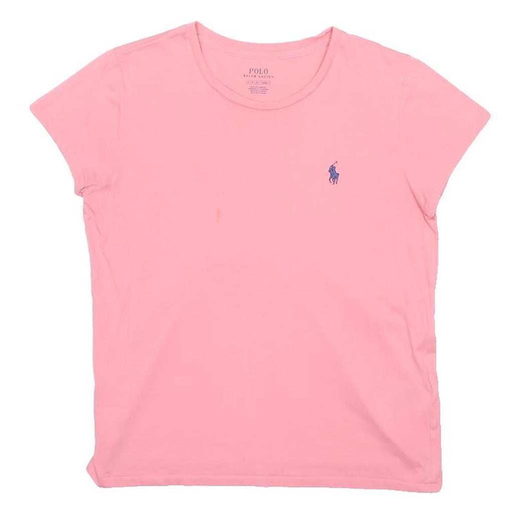 POLO RALPH LAUREN Womens Pink Crew Neck Short Sleeve T-Shirt S Signature Logo