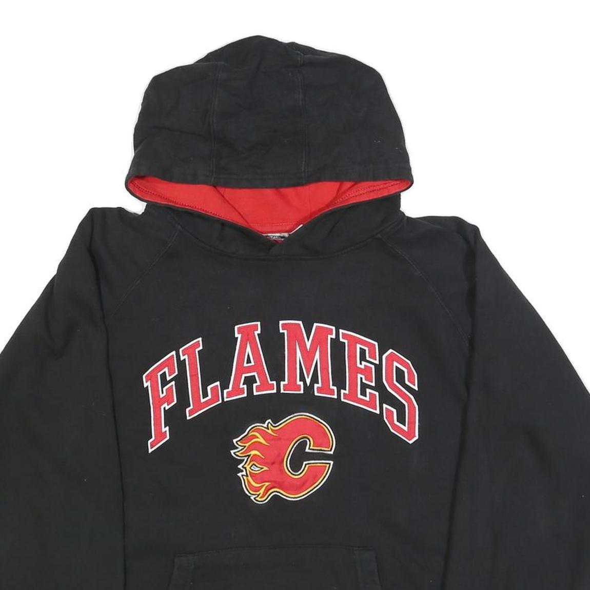 REEBOK Mens Black Flames Hoodie L Casual Cotton Blend Sports Style