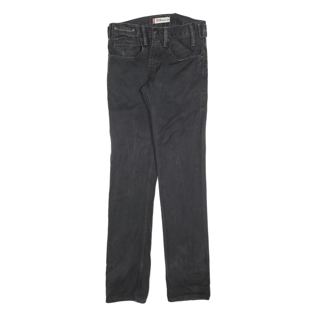 LEVI'S 513 Mens Jeans Black Slim Skinny Leg Denim Medium W28 L32 Zip Closure