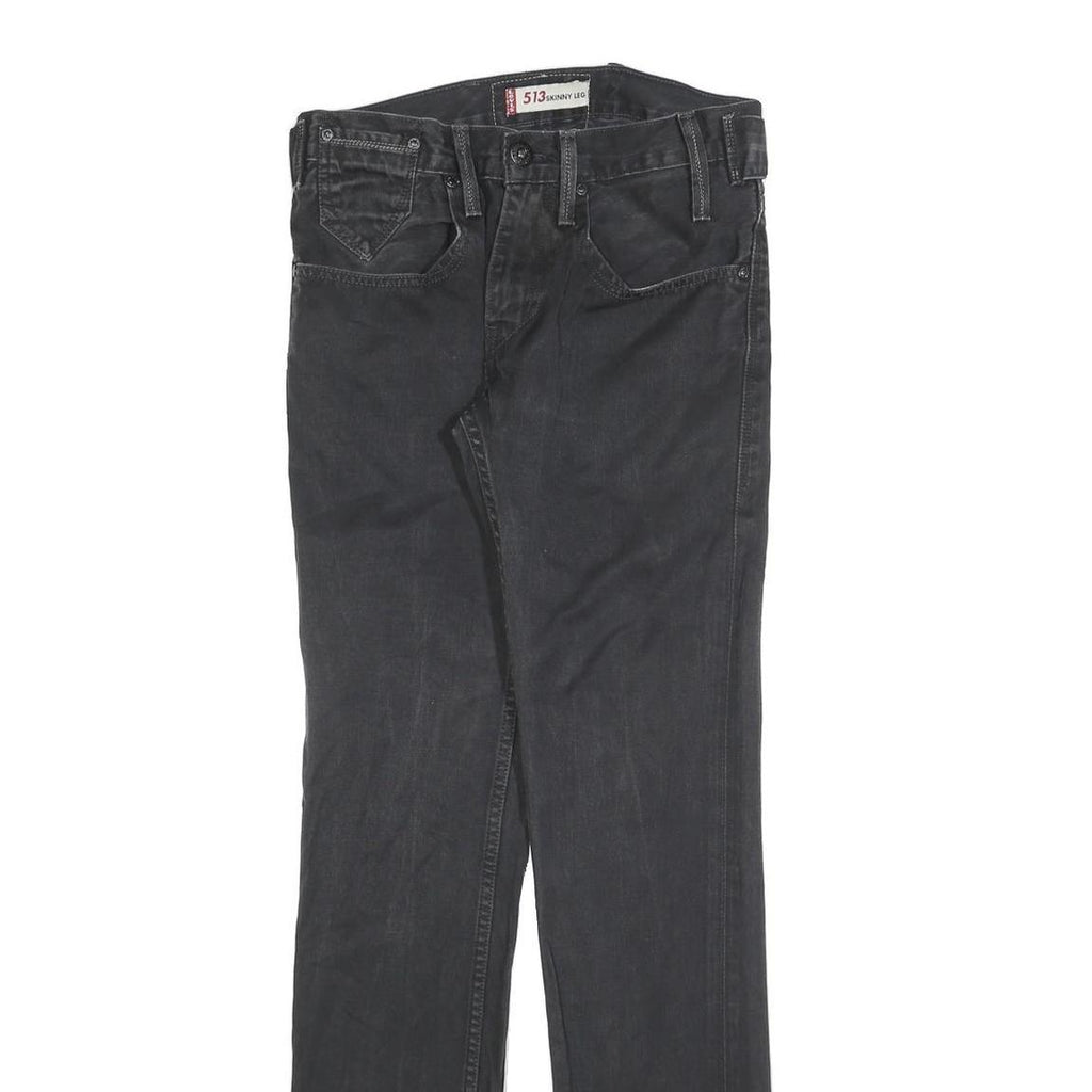LEVI'S 513 Mens Jeans Black Slim Skinny Leg Denim Medium W28 L32 Zip Closure