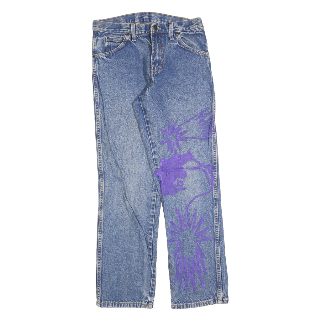 DICKIES Mens Jeans Blue Regular Straight Denim Medium W29 L30 Painted Design