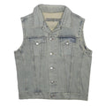 FUTURO Mens Grey Cotton Denim Sleeveless Button Jacket L Casual Streetwear