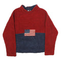 REAL COMFORT Mens Red & Navy Pullover Jumper Crew Neck Polyester M Flag Logo