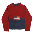 REAL COMFORT Mens Red & Navy Pullover Jumper Crew Neck Polyester M Flag Logo