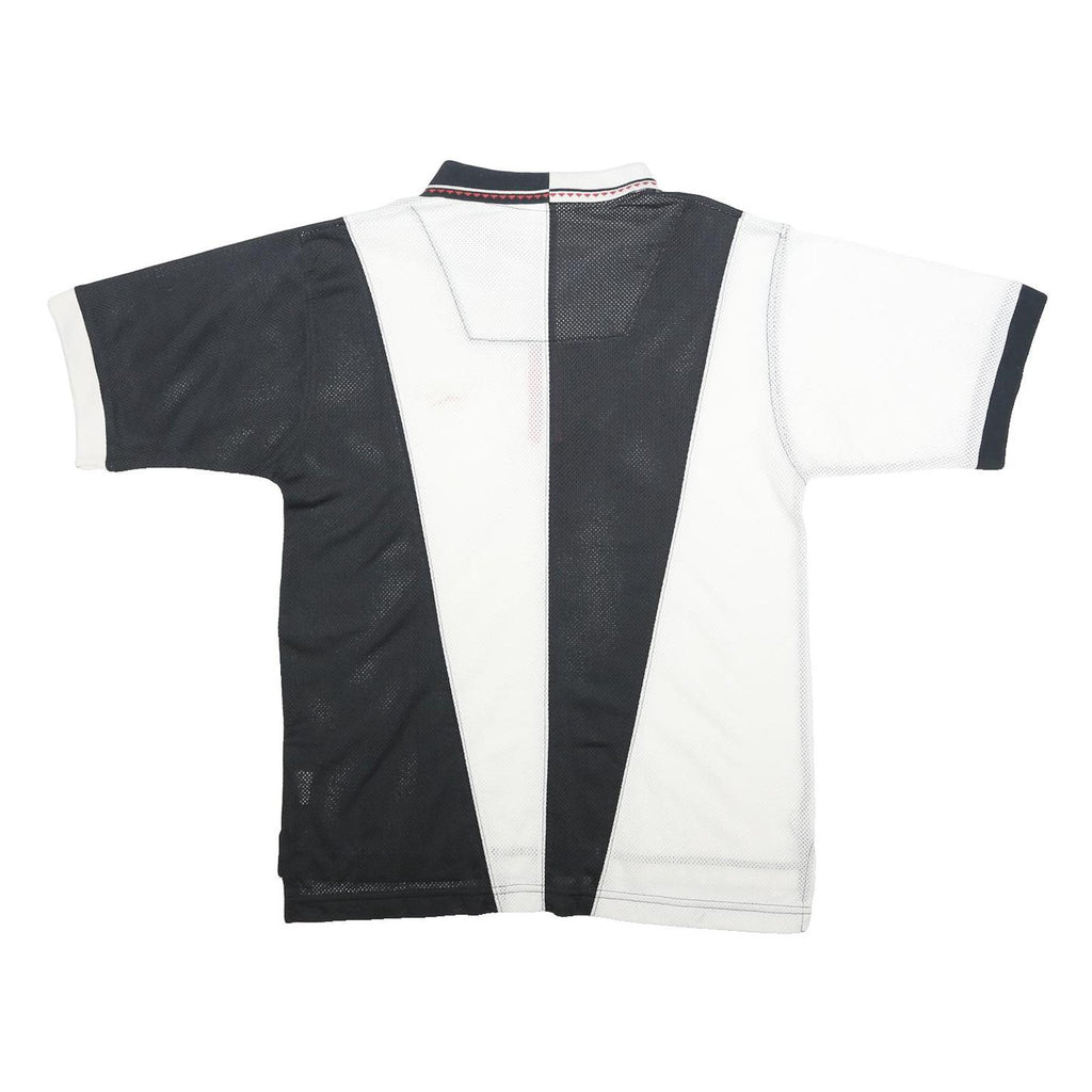 REEBOK Mens Black & White Short Sleeve Plain S Polyester Polo Shirt Zip Collar