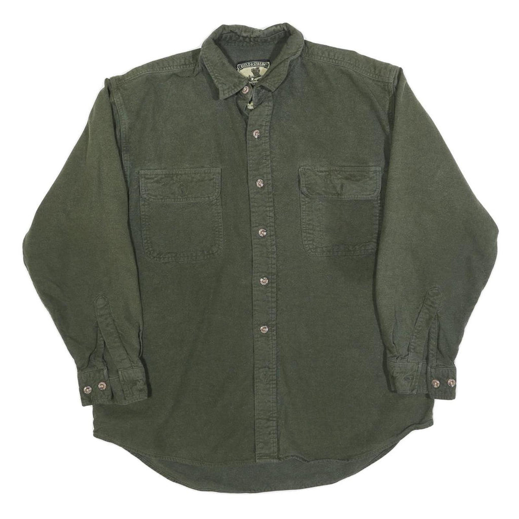FIELD & STREAM Mens Green Cotton Blend Shirt L Button Front Casual Outdoor