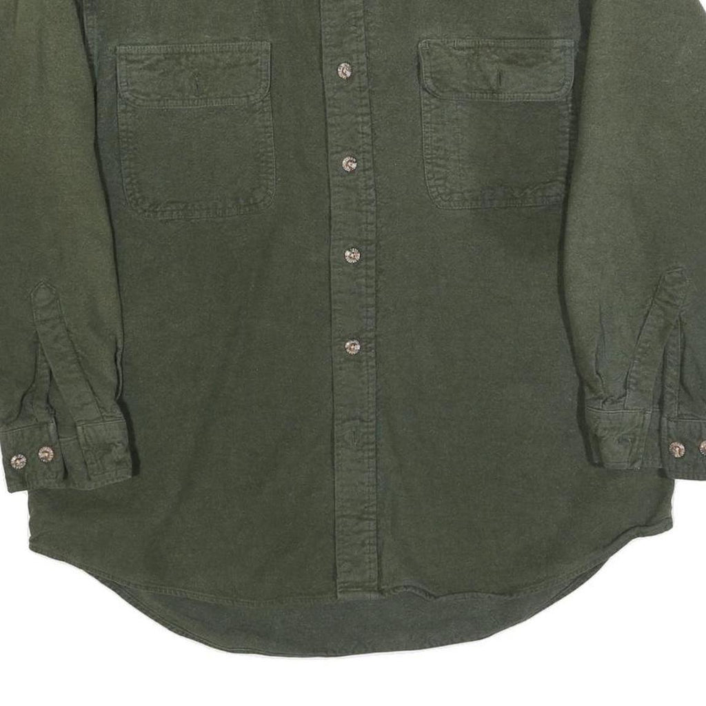 FIELD & STREAM Mens Green Cotton Blend Shirt L Button Front Casual Outdoor