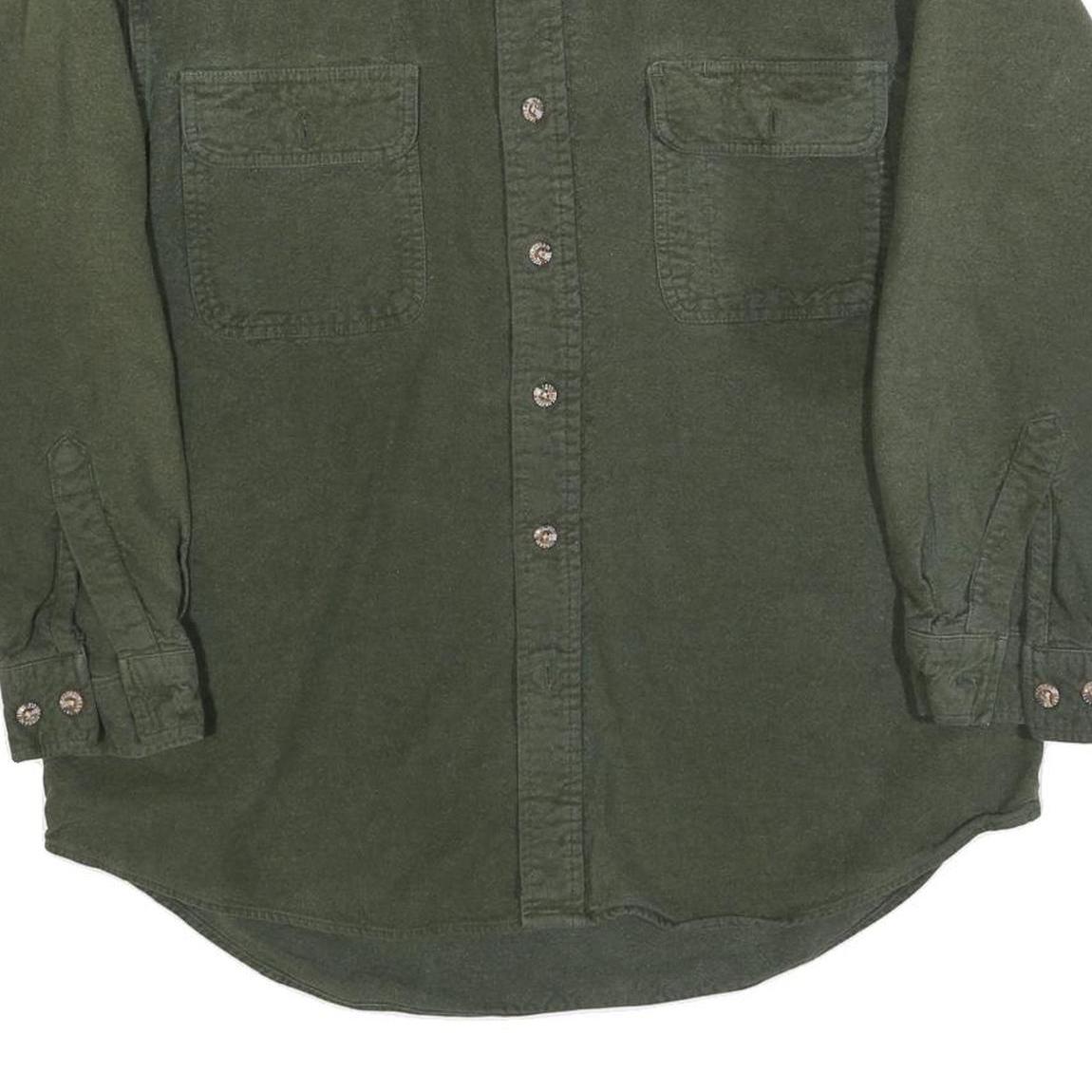 FIELD & STREAM Mens Green Cotton Blend Shirt L Button Front Casual Outdoor