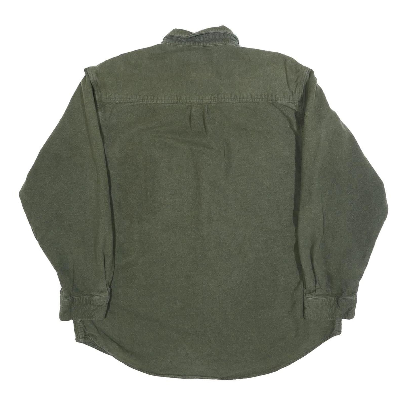 FIELD & STREAM Mens Green Cotton Blend Shirt L Button Front Casual Outdoor