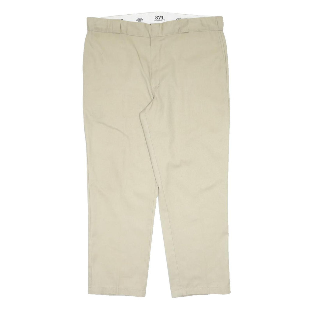 DICKIES Mens Regular Beige Polyester Blend Zip Trousers W40 L30 Workwear