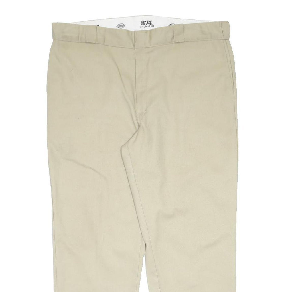 DICKIES Mens Regular Beige Polyester Blend Zip Trousers W40 L30 Workwear