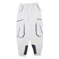 Mens White & Navy Relaxed Cargo Drawstring Cotton Blend Trousers W24 L25 Casual
