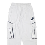 Mens White & Navy Relaxed Cargo Drawstring Cotton Blend Trousers W24 L25 Casual