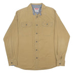 WRANGLER Mens Beige Cotton Blend Shirt M Long Sleeve Casual Button Front