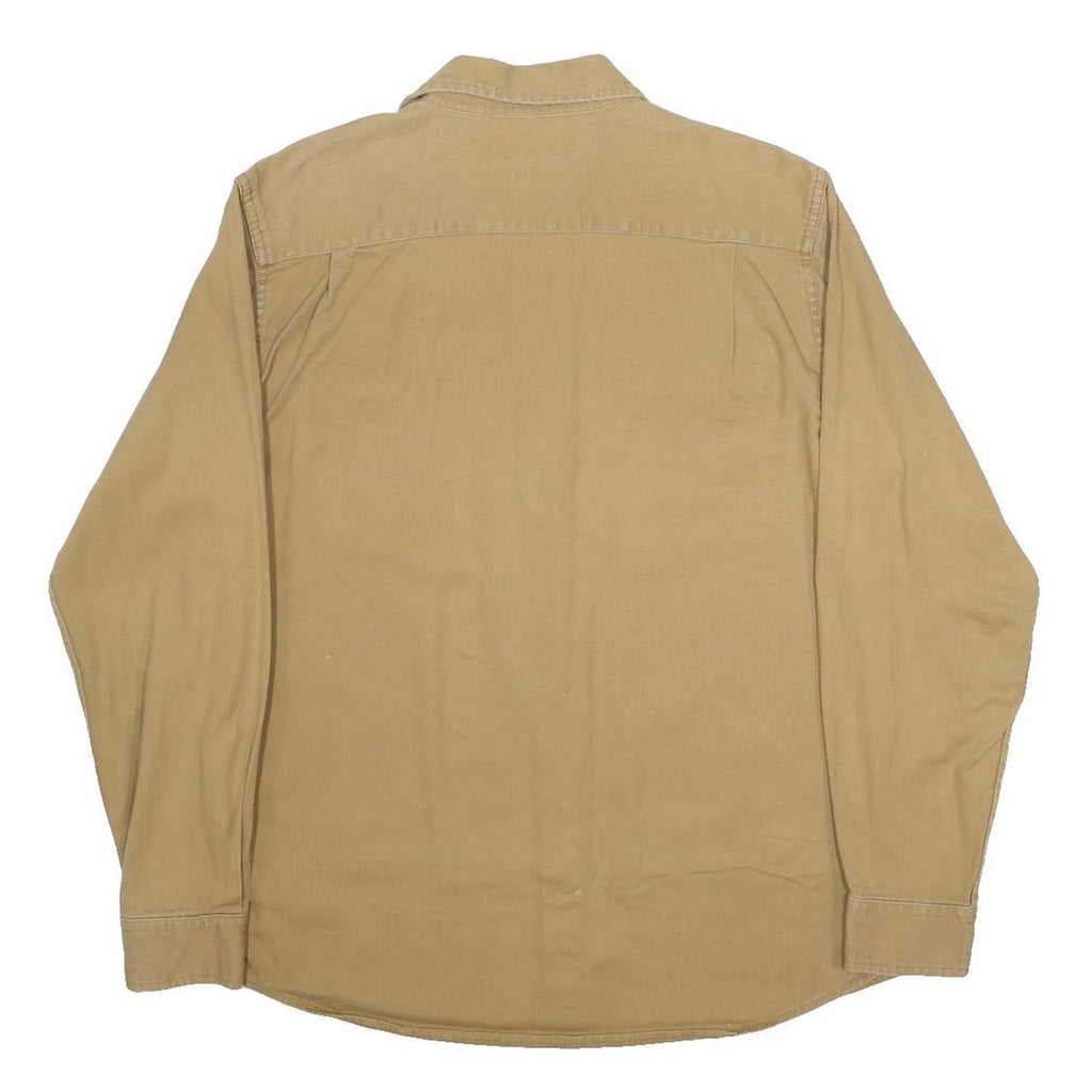 WRANGLER Mens Beige Cotton Blend Shirt M Long Sleeve Casual Button Front
