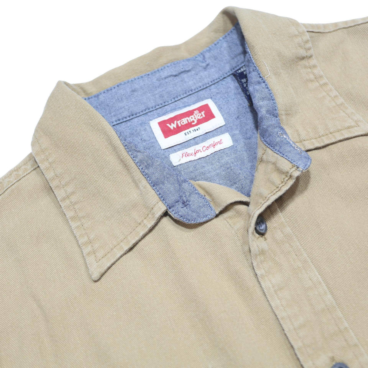 WRANGLER Mens Beige Cotton Blend Shirt M Long Sleeve Casual Button Front