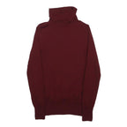 J.CREW Womens Maroon Plain Wool Roll Neck Slim Jumper S Soft Classic Knitwear
