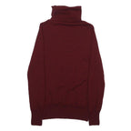 J.CREW Womens Maroon Plain Wool Roll Neck Slim Jumper S Soft Classic Knitwear