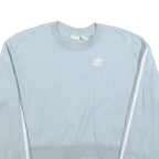 ADIDAS Womens Blue Cropped Crew Neck UK 4 Sweatshirt Three Stripe Design