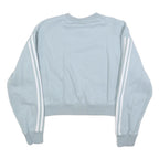 ADIDAS Womens Blue Cropped Crew Neck UK 4 Sweatshirt Three Stripe Design