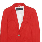 ZARA Womens Red Button Jacket S Viscose Blend Plain Stylish Modern
