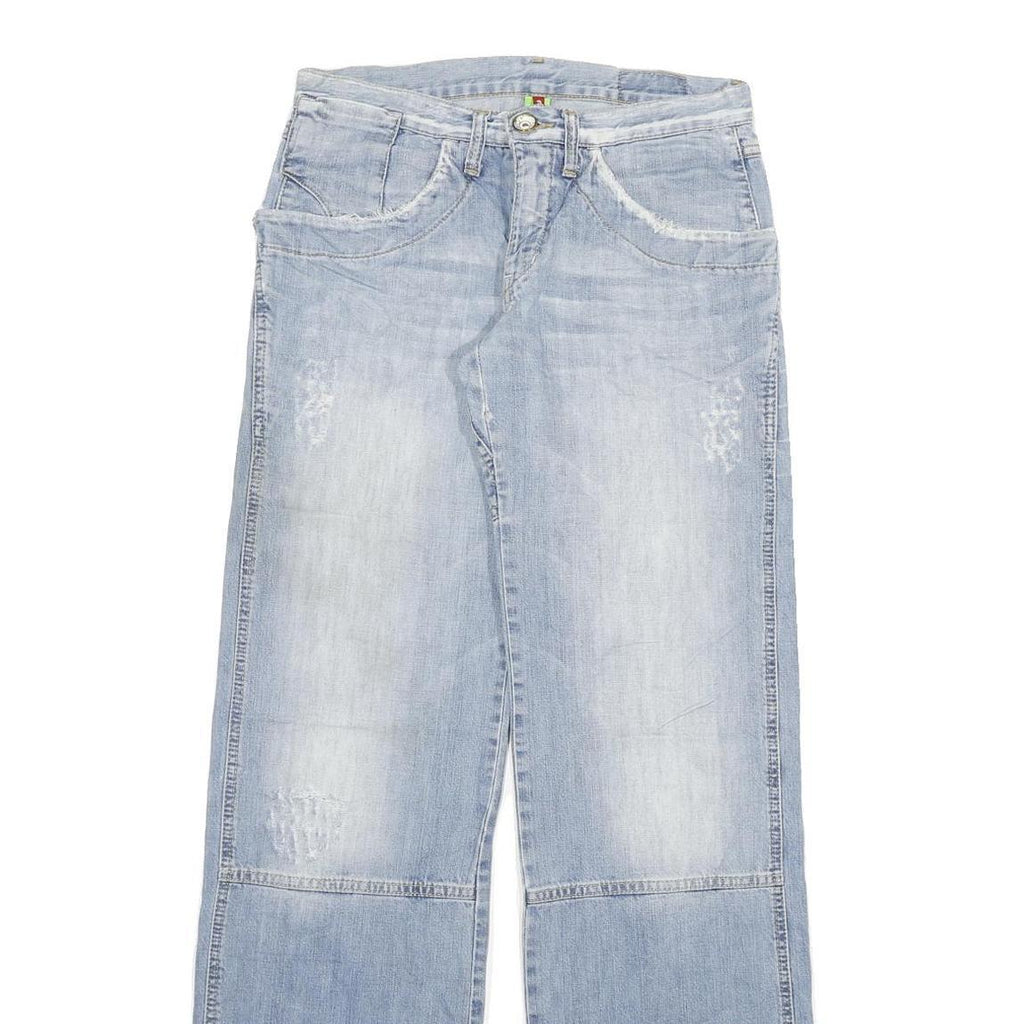 TAKE TWO Womens Jeans Blue Relaxed Straight Denim Light W28 L33 Casual Zip