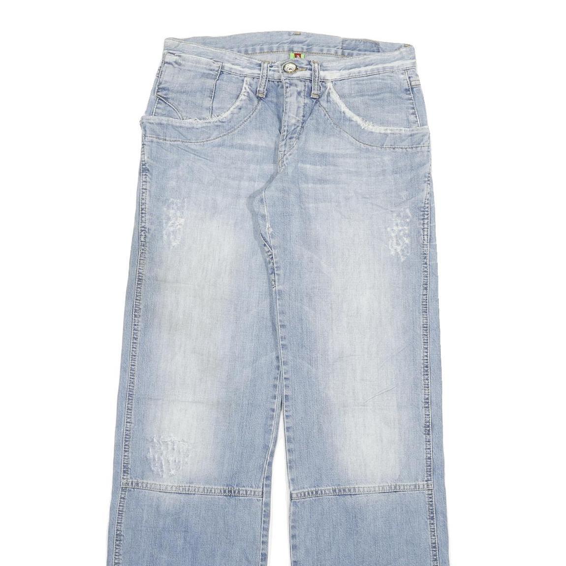 TAKE TWO Womens Jeans Blue Relaxed Straight Denim Light W28 L33 Casual Zip