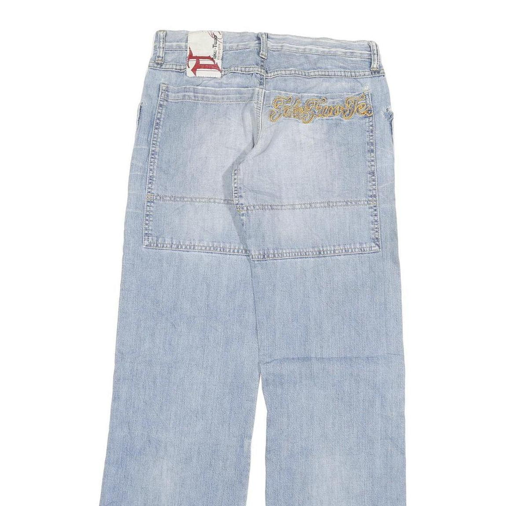 TAKE TWO Womens Jeans Blue Relaxed Straight Denim Light W28 L33 Casual Zip