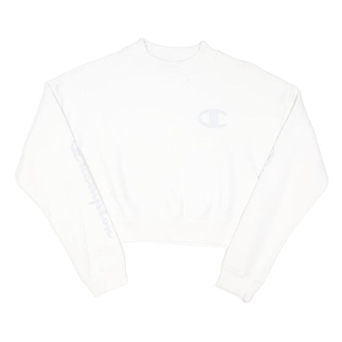 CHAMPION Womens White Pullover Crew Neck S Cotton Blend Casual Sweatshirt
