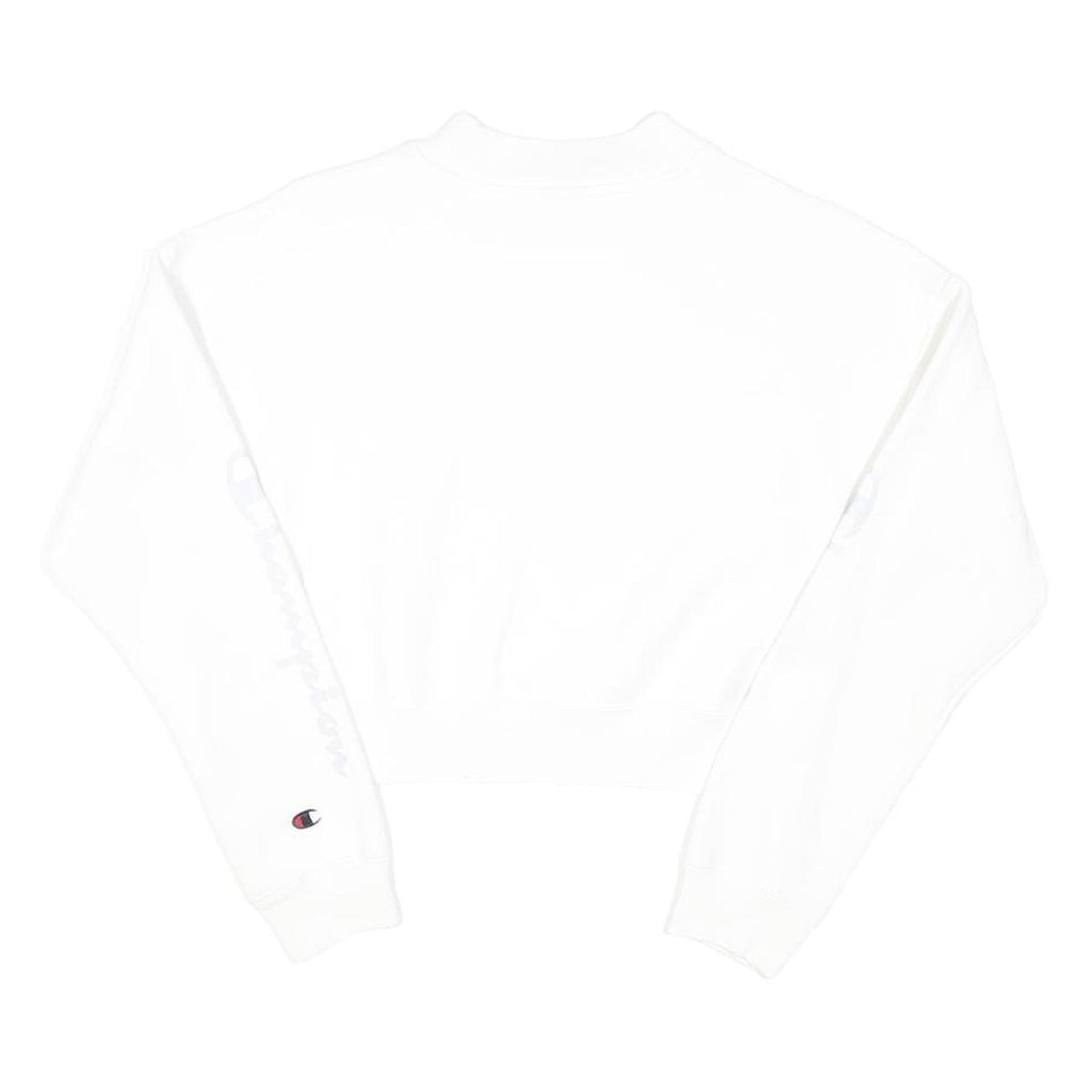CHAMPION Womens White Pullover Crew Neck S Cotton Blend Casual Sweatshirt