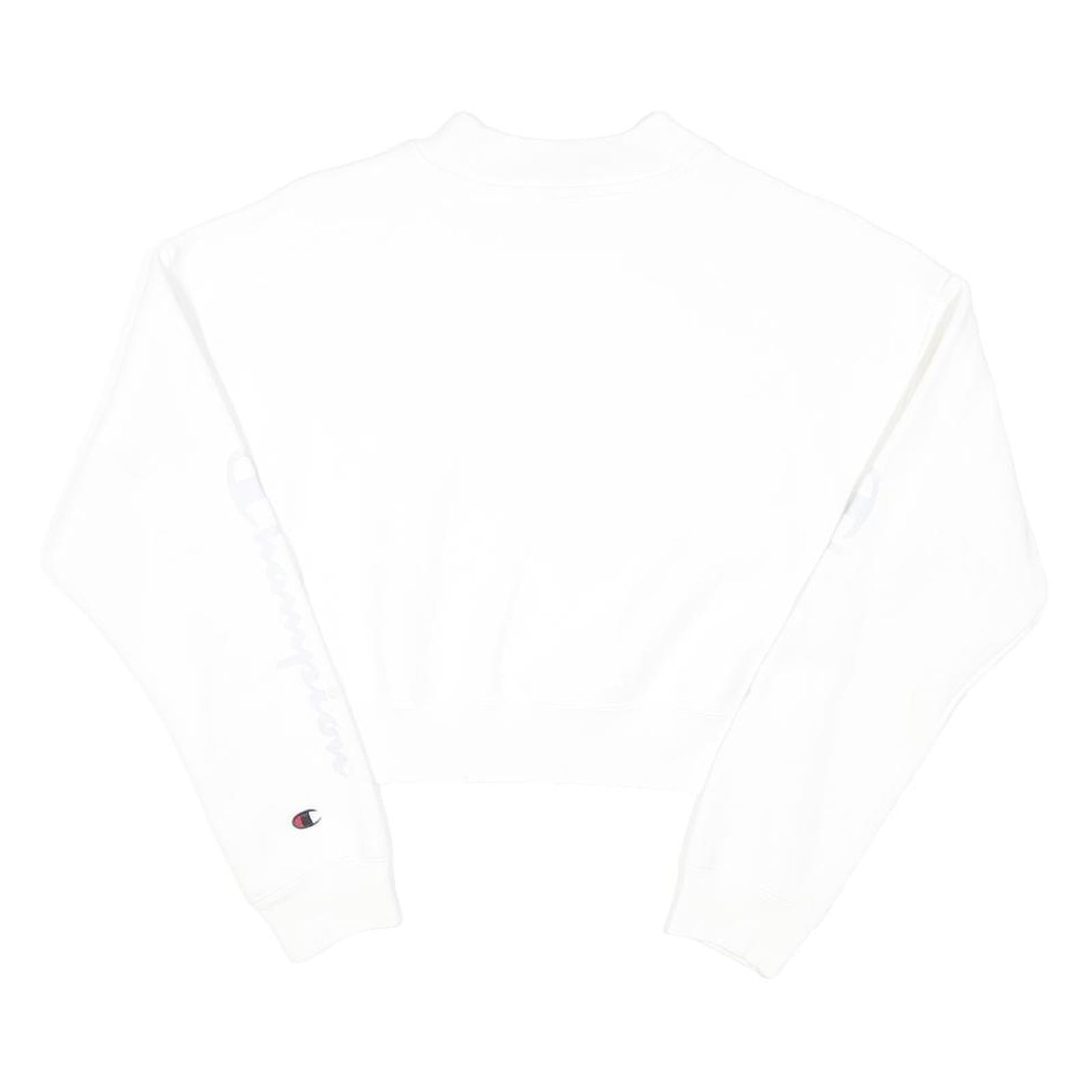 CHAMPION Womens White Pullover Crew Neck S Cotton Blend Casual Sweatshirt