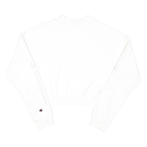 CHAMPION Womens White Pullover Crew Neck S Cotton Blend Casual Sweatshirt