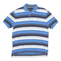 TOMMY HILFIGER Mens Blue & Navy White Striped Short Sleeve Polo Shirt L