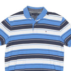 TOMMY HILFIGER Mens Blue & Navy White Striped Short Sleeve Polo Shirt L