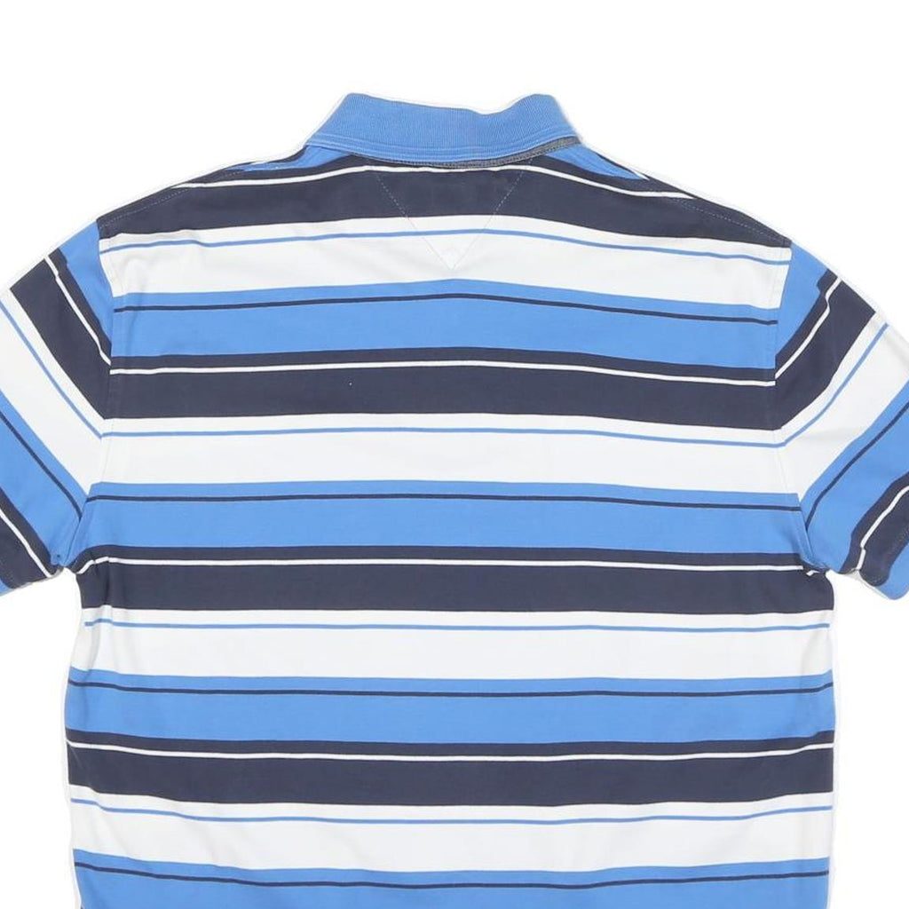 TOMMY HILFIGER Mens Blue & Navy White Striped Short Sleeve Polo Shirt L