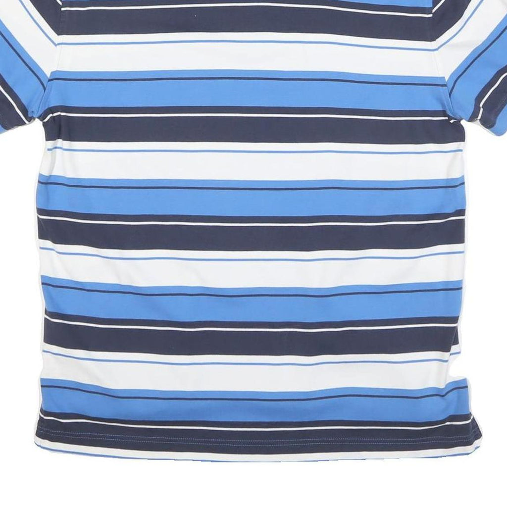 TOMMY HILFIGER Mens Blue & Navy White Striped Short Sleeve Polo Shirt L