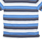 TOMMY HILFIGER Mens Blue & Navy White Striped Short Sleeve Polo Shirt L