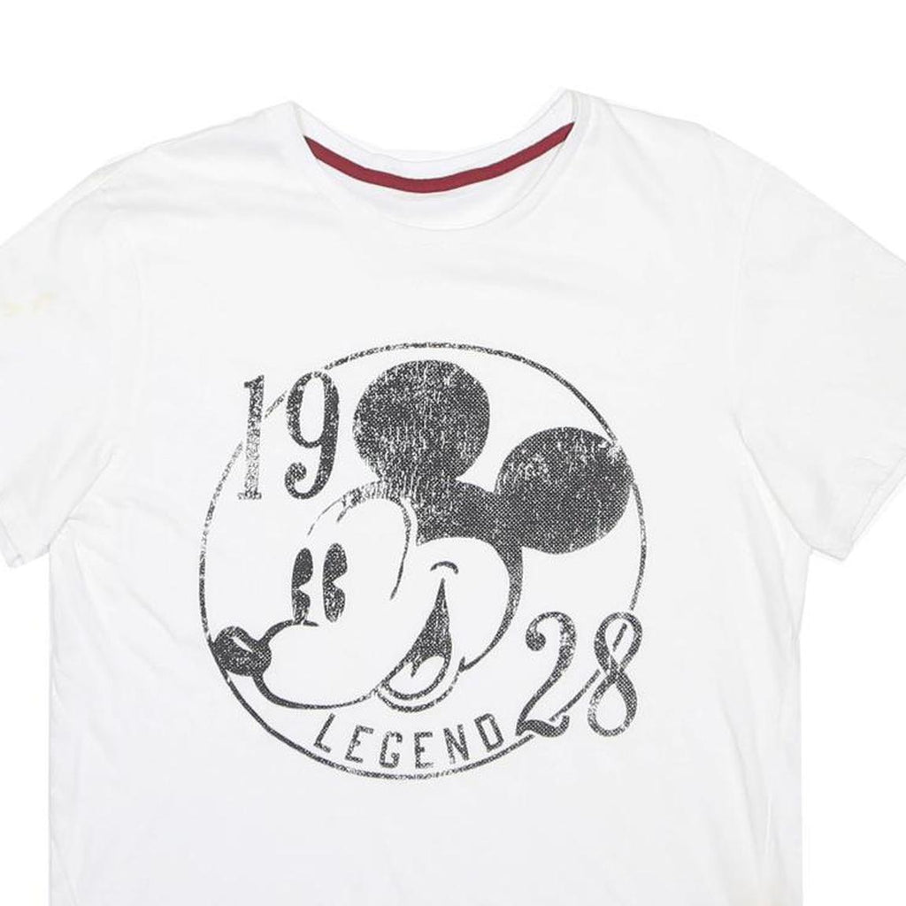 DISNEY Womens White Cotton Blend Mickey Mouse Graphic T-Shirt M Short Sleeve