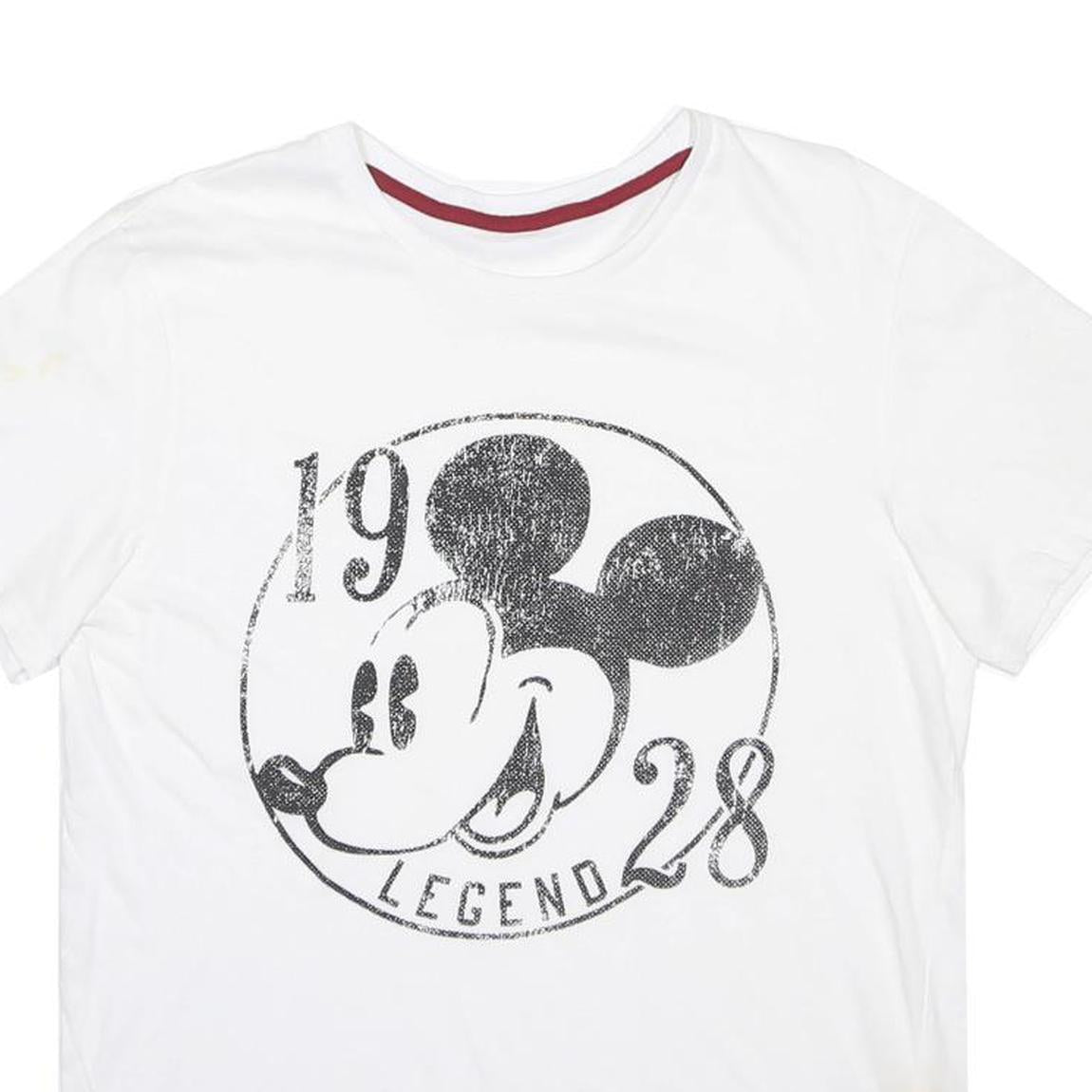 DISNEY Womens White Cotton Blend Mickey Mouse Graphic T-Shirt M Short Sleeve