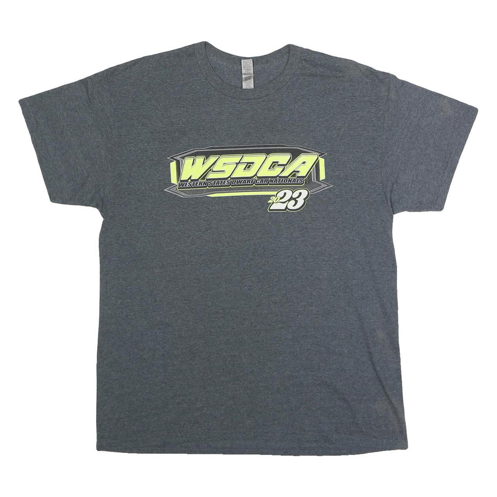 GILDAN Mens Grey Western States Dwarf Car Nationals Graphic T-Shirt L Short