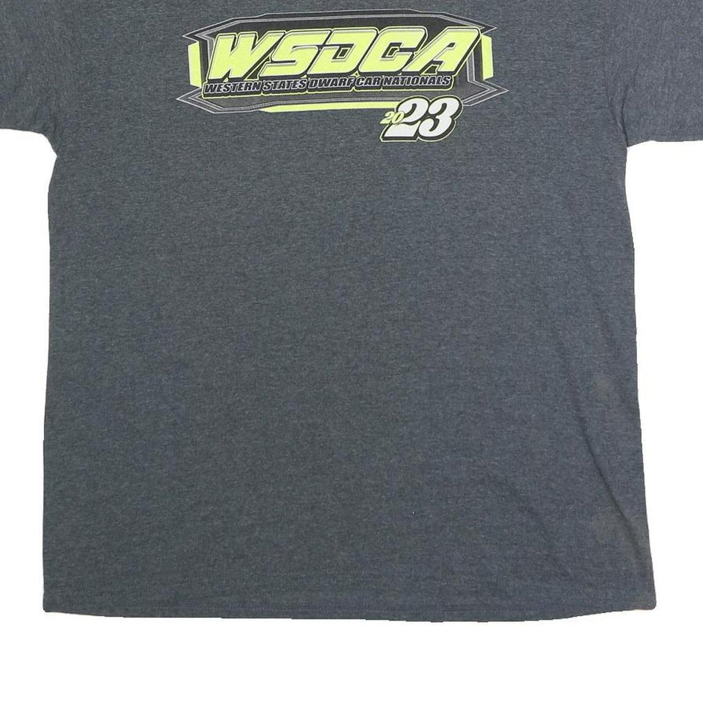 GILDAN Mens Grey Western States Dwarf Car Nationals Graphic T-Shirt L Short