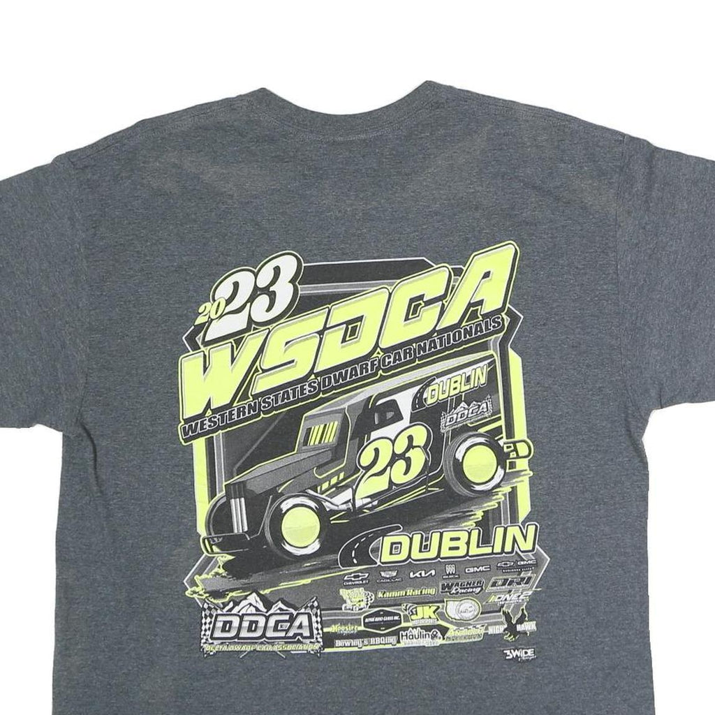 GILDAN Mens Grey Western States Dwarf Car Nationals Graphic T-Shirt L Short