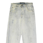 KOMAN JEANS Mens Blue Cotton Regular Straight Denim Light W34 L30 Distressed
