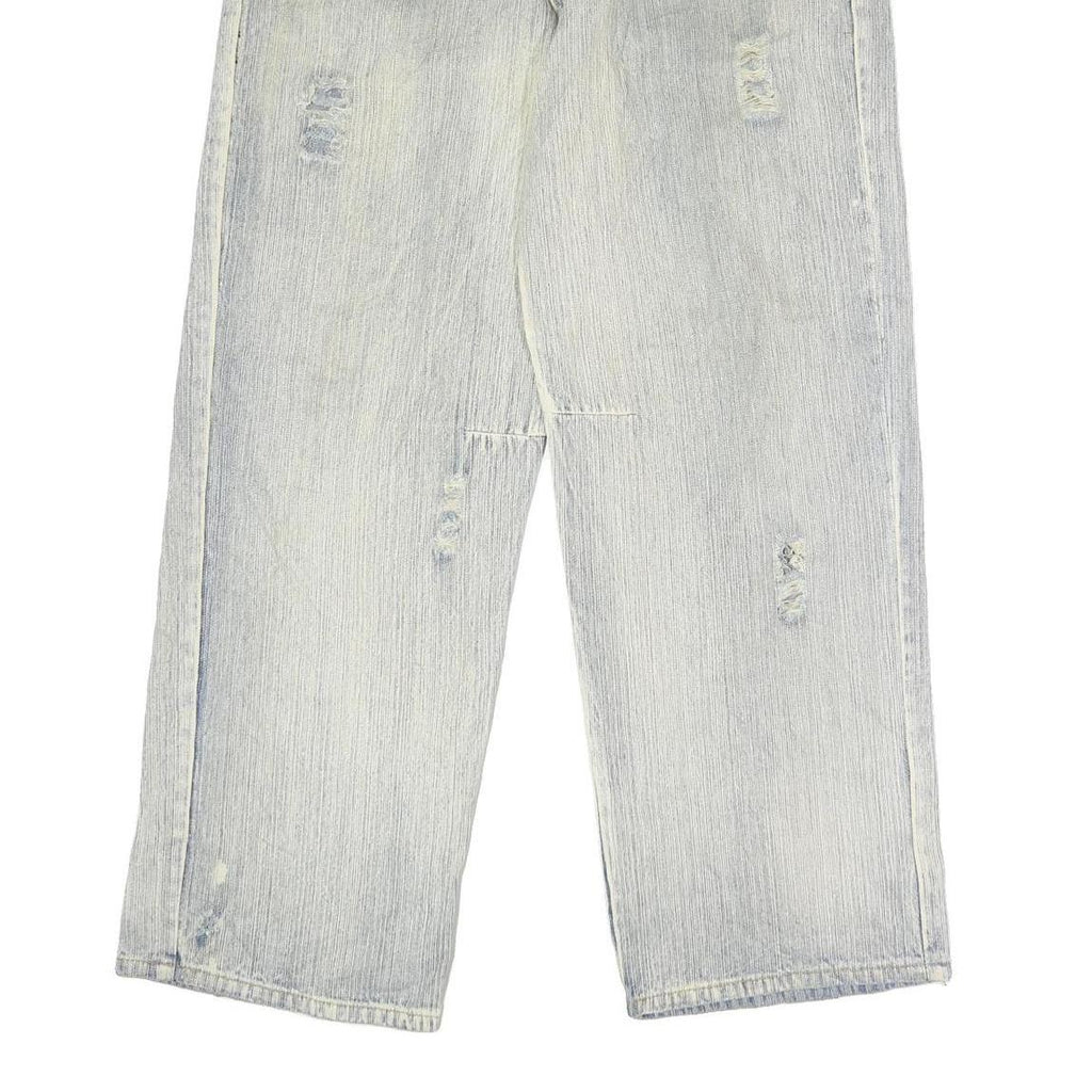 KOMAN JEANS Mens Blue Cotton Regular Straight Denim Light W34 L30 Distressed